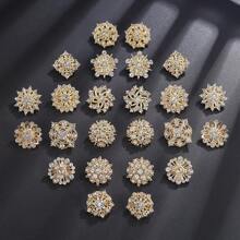 24pcs/Set Mini Rhinestone Decor Alloy Brooch Pins, Suitable For Daily Wear, Fixing Clothes Collar And Preventing Exposure - Set Brooch - View 3