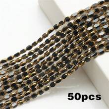 Long Double Cone Glass Beads For Jewelry-Making 4mm(0.157in)*6mm(0.236in)/48PCS Reusable Loose DIY Craft Beads, Plated With Color AB Handmade Accessories - 4*6 Gold Edge Rice Beads - View 24