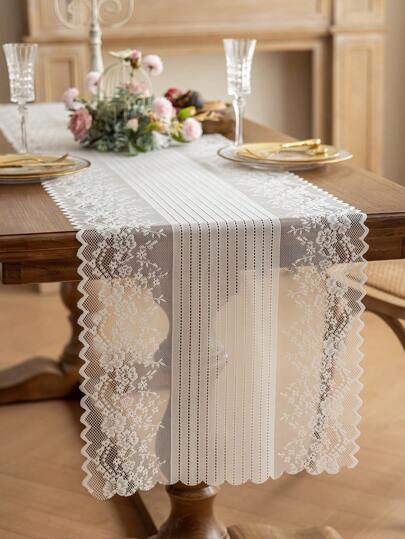 قطعة واحدة من السجاد القابل للغسل والاستخدام مرة أخرى بتصميم دانتيل، ديكور للزفاف والمطاعم وصالة المعيشة والتجمعات العائلية والحفلات وسطح الطعام