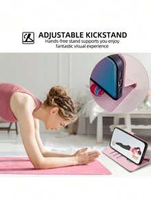 keyunfei I型搭扣翻盖卡槽防摔金属链支架钱包式PU皮手机壳，兼容 17 Pro/XR/16E、Galaxy S23、A58 5G、荣耀X9b、Moto G32、Y20、P20 Lite、Pixel 6A、10C，国际版，非国内版 - 玫瑰金 - 查看 4