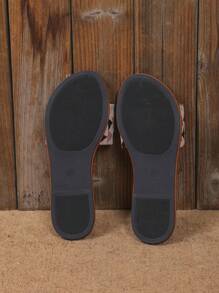 Flache Sandalen Für Damen Mit Offenen Zehen, Rosa Und Braun