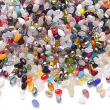 100 piezas/Paquete de cuentas de cristal redondas de 3x5mm con agujero central, cuentas de gota de cristal en 10 colores mezclados para manualidades de joyería DIY, accesorios de ropa y artesanías