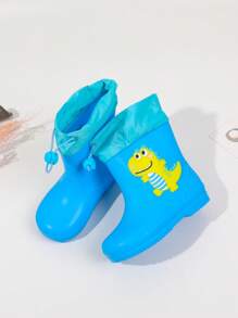 Nuevas botas de lluvia infantiles de dibujos animados, botas impermeables antideslizantes y ligeras para niños y niñas, zapatos de goma para niños pequeños - Azul - Ver 9