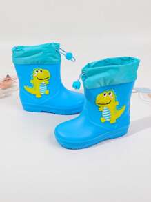 Nuevas botas de lluvia infantiles de dibujos animados, botas impermeables antideslizantes y ligeras para niños y niñas, zapatos de goma para niños pequeños - Azul - Ver 6