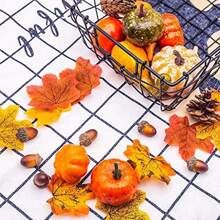 50 szt., dekoracje na Halloween, Święto Dziękczynienia, sztuczne dynie i tykwy, 8 szt. sztucznych dyń, 12 szt. szyszek i żołędzi, 30 szt. sztucznych liści klonu, jesienne weselne stoły, ozdoby centralne, Boże Narodzenie