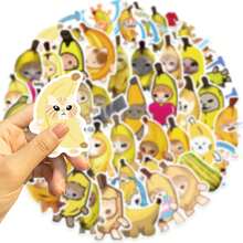 50入組卡通香蕉貓梗圖貼紙，萬用美觀貼紙，適用於剪貼簿、日記、筆記本電腦、桿、滑板、水瓶、電話、卡通、安全帽、汽車貼紙和貼花 - 彩色 - 查看 5