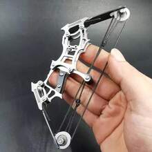 Mini Compound Bow, Small Roller Bow, Short Axis Bow For Archery Practice And Leisure Indoor/Outdoor Activities; Comes With 12 Arrows, 1 Target Paper, And 1 Wrench - Silver - View 4