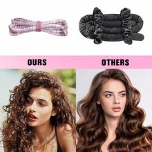 4 peças Grampo para Cachos sem Calor com Faixa de Cabelo de Seda Macia e Enrugada para Dormir, Ferramenta de Penteado - Multicolorido - Visão 3