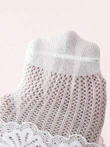 6 Cặp/gói Tất ren trắng đến mắt cá chân mới về, thoáng khí và mềm mại với họa tiết dạng lưới, thời trang và phù hợp cho mọi mùa, lý tưởng cho trẻ mới biết đi, bé gái và vũ công ba lê - trắng - Xem 3