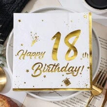 33*33cm 20 件双层金箔印刷“生日快乐”18/20/30/40/50/60 岁餐巾，适用于生日派对和周年纪念派对装饰、圣诞节