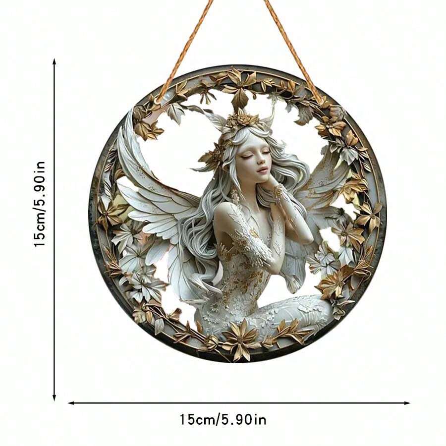 2024新跨境產品，美麗的仙女公主風格栩栩如生可愛的有翼祝福牌，理想的家居裝飾，鄉村風格門牌掛飾，非常適合節日、派對、生日、聖誕或萬聖節背景牆 - 7 - 查看 1