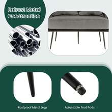 Modern Loveseat Sofa Upholstered Dutch Velvet Couch With Woven Back & Arms Green/Grey - 灰色 - 查看 7