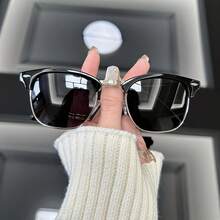 1 Pc Vintage Round Polarized Fashion Glasses For Women & Men, Semi-Rimless Classic Rivet Design, Retro Fashion Eyewear - C2 - View 1