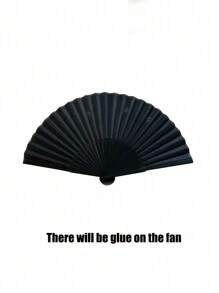 1 件纯色折扇，黑色简约装饰扇，适合日常最佳礼物 - 黑色 - 查看 3