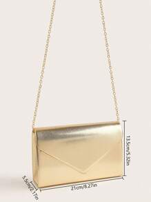 Glamorous Evening Clutch Bag, Shiny Ladies Handbag, Fashionable Flap Design, Luxurious Faux Leather Material, Perfect For Various Formal Occasions, Ideal Accessory For Weddings And Parties, Suitable For Parties, Weddings, Balls, Galas/Banquets, Can Be Paired With Holiday Party Dresses, Evening Gowns And Sequin Dresses, Perfectly Matches Ball Accessories, Best Elegant Choice For Bridal Showers. - Gold - View 8