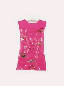 1pc Plain Hanging Jewelry Storage Bag, Gift For Back To School,Travel Essential - Hot Pink - View 9