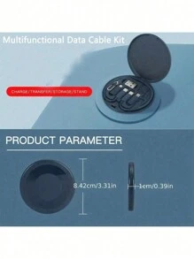 1Pc Multifunctional Data Cable Kit With Charging Storage Box, 60W Fast Charging, Can Be Used As A Mobile Phone Model Holder Simple Portable Charging Cable Adapter Kit, USB Lightning Adapter Adapter Kit College Dorm Essentials Travel Essentials Travel Accessories Travel Must Haves Beach Vacation Summer Holiday School Accessories Back To School Supplies Stuff - Multicolor - View 6