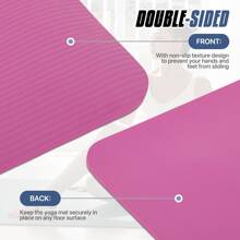 MADOG 73x32" Thick Yoga Mat Floor Pad, High Density Foam Exercise Yoga Mat Anti-Tear With Carrying Strap, Black - Pink - View 9
