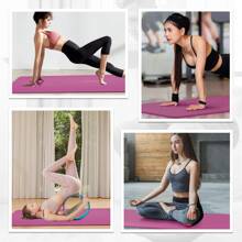 MADOG 73x32" Thick Yoga Mat Floor Pad, High Density Foam Exercise Yoga Mat Anti-Tear With Carrying Strap, Black - Pink - View 10