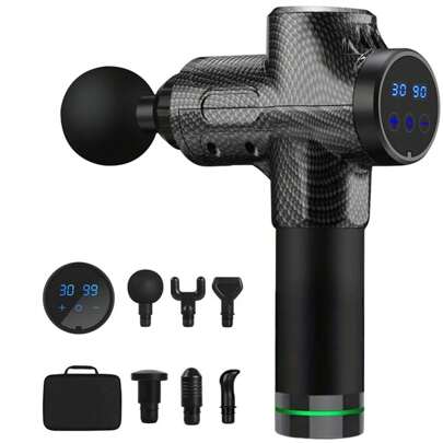 ZM Health 30档变速便携式手持电动按摩枪，深层组织冲击式按摩器，带LED显示屏，促进肌肉恢复，适用于运动、健身、家庭锻炼