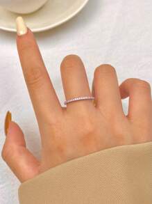 ESBERRY 1pc Delicate Pink Pure Silver Ring, Exquisite Jewelry Gift For Women - Pink - View 4