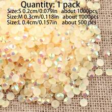 500 件/1000 件树脂果冻水晶平底水钻小圆形水钻，迷你珠宝工艺品装饰水钻适用于手机壳、鞋子、衣服 2 毫米/3 毫米/4 毫米/5 毫米/6 毫米 - 香檳 - 查看 4