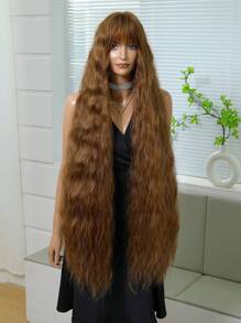 45inch Long Loose Wave Synthetic Wigs With Bangs For Women Heat Resistant Natural Middle Part Cosplay Party Lolita Music Festival Wedding Hair Wigs