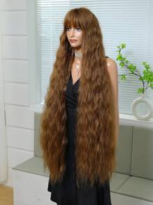45inch Long Loose Wave Synthetic Wigs With Bangs For Women Heat Resistant Natural Middle Part Cosplay Party Lolita Music Festival Wedding Hair Wigs
