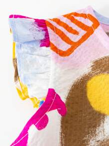 mini bala Young Girls  Dress Summer Breathable Lotus Edge Small Sleeve Dress - Red - View 7