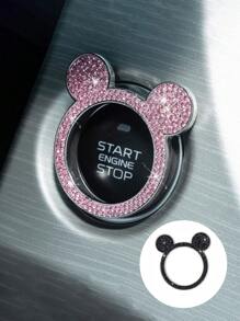 1pc Crystal Bling Car Engine Start Button Decorative Sticker