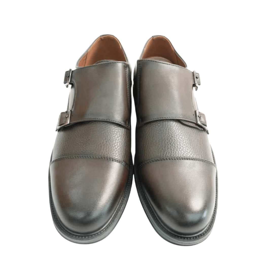 雙扣男士商務正裝蒙克鞋 - 棕色 - 查看 1