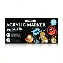 Prolene Mark筆，雙頭不透明紙張水性堆疊色丙烯筆軟頭刷，雙頭水粉膠彩記號筆，顏色防水顏料油漆鞋DIY陶瓷塗鴉筆，金屬筆，點鳴筆，手繪筆，亮色金屬筆雙頭標記筆 - 彩色 - 查看 13