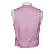 Sizes XS To 6XL Men's 3-Piece Tuxedo Vest Set – Satin Waistcoat With Bow Tie And Pocket Square For Wedding, Prom, Formal Events - 粉色 - 查看 5