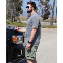 Men's Cargo Shorts Cotton Lightweight Multi Pocket Casual Outdoor Hiking Shorts - 橄欖 - 查看 3