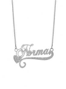 Gepersonaliseerde mat glanzende letterketting met hartvormige palmboompatroonhanger, op maat gemaakte gezandstraalde naamketting voor mannen en vrouwen, roestvrijstalen gewone doosketting, bohemien stijl kraagketting voor zomerstrandsieraden, verjaardags- en vakantiecadeaus