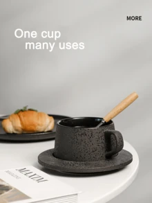 Japanese-Style Coffee Cup & Saucer Set, Retro Ceramic Creative Office Cappuccino, Latte Art Cup Set - Multicolor - View 11