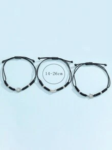 ATLVXJL Bộ 3 vòng tay dành cho bạn thân, anh chị em, cặp đôi, vòng tay dệt với họa tiết mặt trăng, mặt trời, ngôi sao, thích hợp làm quà tặng cho nữ, bạn gái, các cặp đôi hoặc quà tặng ngày lễ. - Nhiều màu - Xem 10