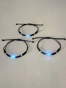 ATLVXJL Bộ 3 vòng tay dành cho bạn thân, anh chị em, cặp đôi, vòng tay dệt với họa tiết mặt trăng, mặt trời, ngôi sao, thích hợp làm quà tặng cho nữ, bạn gái, các cặp đôi hoặc quà tặng ngày lễ. - Nhiều màu - Xem 6