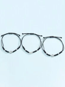 ATLVXJL Bộ 3 vòng tay dành cho bạn thân, anh chị em, cặp đôi, vòng tay dệt với họa tiết mặt trăng, mặt trời, ngôi sao, thích hợp làm quà tặng cho nữ, bạn gái, các cặp đôi hoặc quà tặng ngày lễ. - Nhiều màu - Xem 5