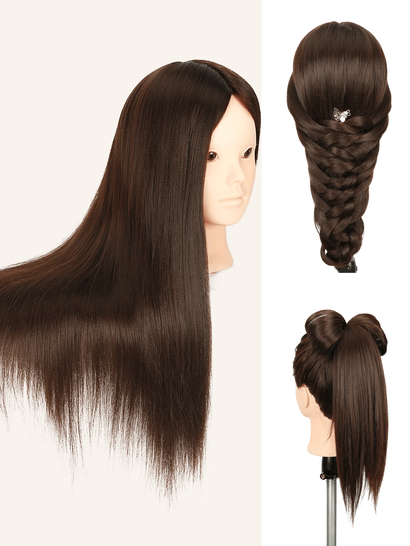 Mannequin Head 25 Inch Make Up Cosmetology Manikin Practice Doll Head With Hair,Braiding Hairdressing Head For Hair Styling - Brown - View 1