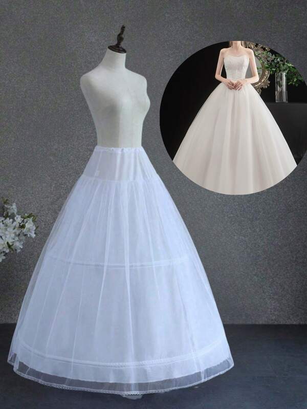 1pc White Bridal Petticoat, Adjustable Steel Hoop & Elastic Waist, For Wedding Skirt, Princess Skirt, Cosplay, Party, Dance Halloween