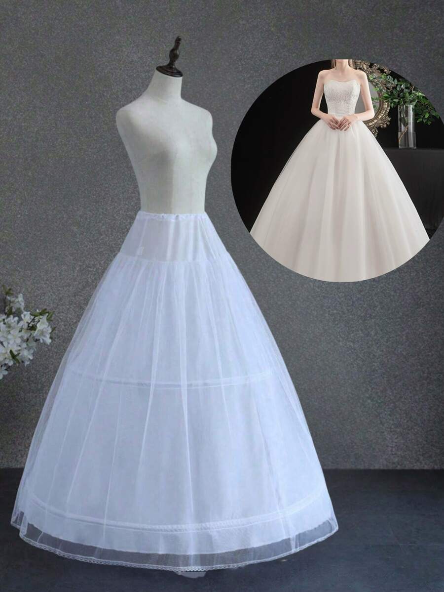 1 pezzo Sottogonna nuziale bianca, con cerchio d'acciaio regolabile e vita elastica, adatta per abiti da sposa, gonne da principessa, cosplay, feste, balli ed Ognissanti