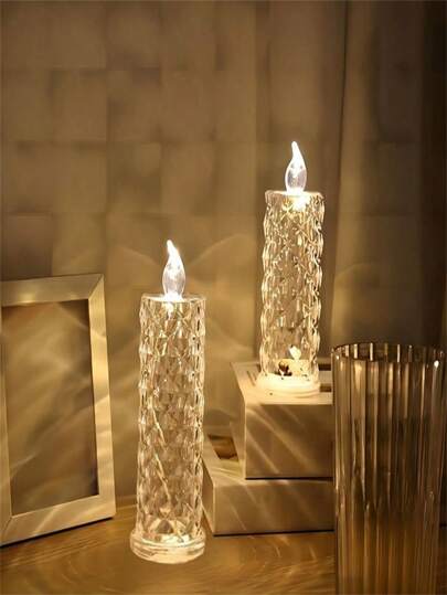 1 pieza/2 piezas/3 piezas Vela de luz de cristal sin llama, para boda, fiesta y decoración del hogar, con pilas