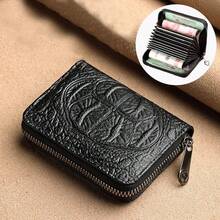 Men's Crocodile-Embossed Multi-Card Wallet, ID & Coin Purse Combo, Short Wallet With Multiple Card Slots And Driver's License Holder - Black - View 4