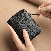 Men's Crocodile-Embossed Multi-Card Wallet, ID & Coin Purse Combo, Short Wallet With Multiple Card Slots And Driver's License Holder - Black - View 2