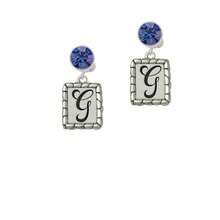 Delight Jewelry Pebble Border Initial - G Crystal Clip On Earrings - pha lê xanh - Xem 2