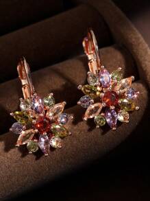 rakol Rhinestone Flower Design Stud Earrings Valentines,Mom,Mother,Mother's Day,Gift - Multicolor - View 6