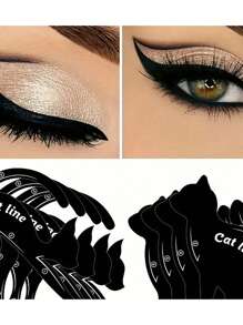 4 piezas Kit de plantilla de maquillaje de ojo de gato, delineador de ojos líquido perfecto, lápiz delineador de ojos a prueba de agua, delineador de gel, pincel delineador. Perfecto para principiantes y maquilladores profesionales. Aplicación de guía fácil para 10 estilos