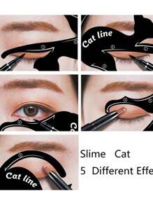 4 piezas Kit de plantilla de maquillaje de ojo de gato, delineador de ojos líquido perfecto, lápiz delineador de ojos a prueba de agua, delineador de gel, pincel delineador. Perfecto para principiantes y maquilladores profesionales. Aplicación de guía fácil para 10 estilos