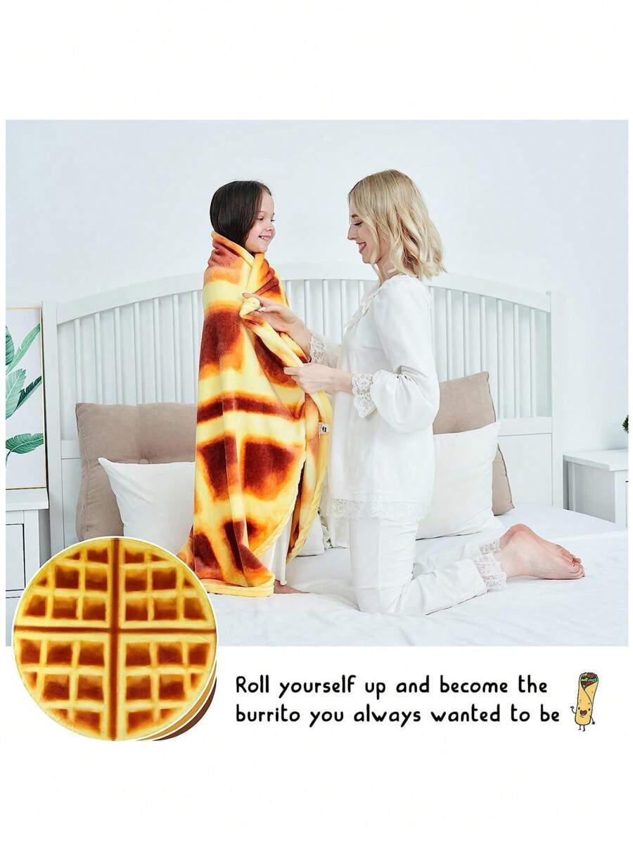 1入組兒童法蘭絨印花毯子，全年使用空調毯，適用於蘇格蘭格紋毯 - 華夫黃 - 查看 1